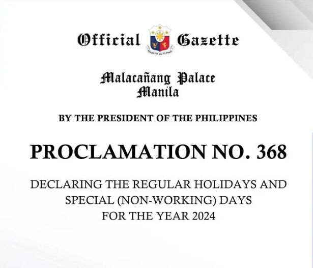Philippine Holiday 2024 Official Gazette Dedra Evaleen